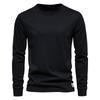 TrendHub Solid Color Cotton T Shirt Men Casual O-neck Long Sleeved Mens Tshirts Spring Autumn High Quality Basic T-shirt Male