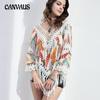 Summer Women's Swimwear Hand Crochet Printed Patchwork Fringe Bikini Beach Cover Up