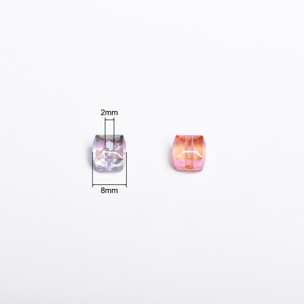 Crafts Beads for Jewelry Making Loose Earrings Bracelet Pendants 8mm DIY Part Resin Czech Crystal Cube Square Faceted 20pcs/bag UV Plated