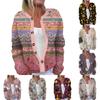 Women's Fashion Long Sleeve Christmas Snowman Snowflake Print Jacket Cardigan