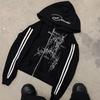 European and American Y2k Dark Style Gothic Street Punk Personality Men's and Women's Zipper Hooded Sweatshirt