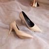 Fashion Women's Fashion Slim Heel Shoes Autumn New Pointy Shallow Mouth Slip-on Comfortable Temperament High Heel Low Top Shoes