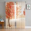 Оранжевая Тюлевая оконная занавеска с опавшими листьями для гостиной, прозрачная занавеска с принтом, домашний декор, оконные панели, шифоновые шторы
