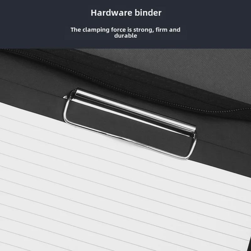 A4 Leather Multifunctional Zipper Folder: Business Notepad & Document Storage Briefcase