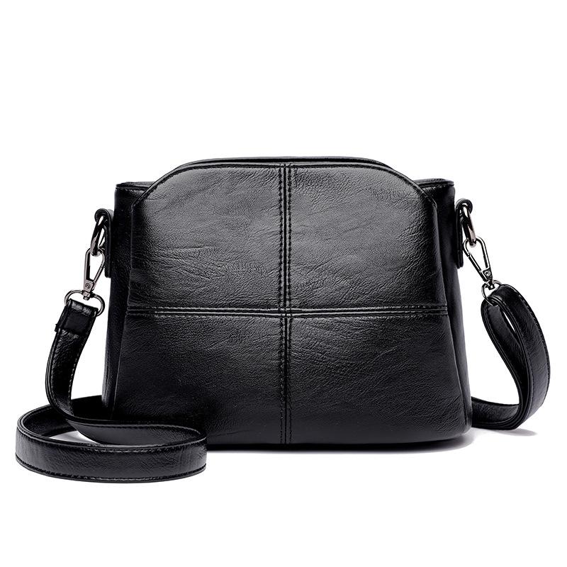 Soft Leather Fashion Bucket Small Bag Middle-aged Mother New Korean Version Simple Atmosphere Shoulder Messenger Bag Casual
