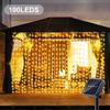 1pc Solar Curtain String Lights Outdoor Fairy Lights Solar Powered Twinkle String Lights 8 Modes For Home Garden Patio Decor