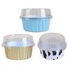 20Pcs Tinfoil Box with Lid Reusable Disposable Round Food Grade Non-Stick Oven Safe Cupcake Container Aluminum Foil Bowl Baking Mold