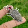 Fossil Coral Gemstone Mozambique Garnet 925 Silver Bezel Mother Birthday Pendant