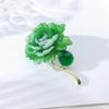 Brooch Pin Green Peony Resin Rust-Proof Brooch Realistic Appearance Suit Lapel Dress Badge Jewelry Accessory
