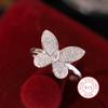 New Creative Butterfly Ring For Women Luxurious Full Diamond Zirconia Opening Ring Copper Plated Party Birthday Jewelry Gift