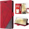 Case - Efconnection - for Samsung Galaxy S24 - Red Synthetic Leather - Magnetic Bracelet - 2 Tempered Glass
