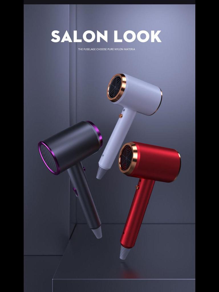 Gradient Color Hair Dryer with High Power, Blue Light, and Hot/Cold Settings