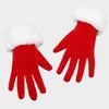 1 Pair Winter Christmas Gloves Thick Plush Trim Anti-slip Elastic Keep Warm Windproof Santa Claus Cosplay Performance Prop