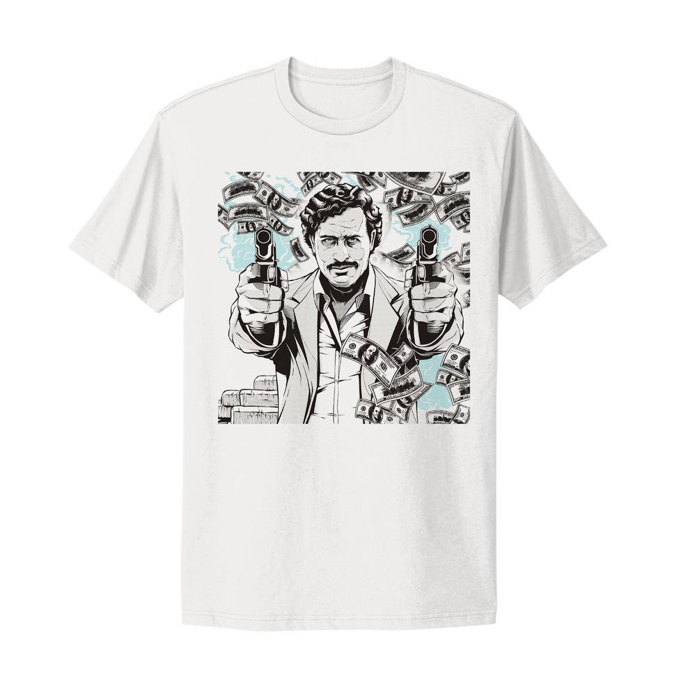 Pablo Escobar Narcos Colombia Mugshot Cocain Medellin Cartel White T-Shirt