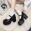 Platform Pumps for Women British Style Super High Heels Buckle Strap Mary Jane Shoes Fashion Thick Heeled Lolita Ladies Shoes
