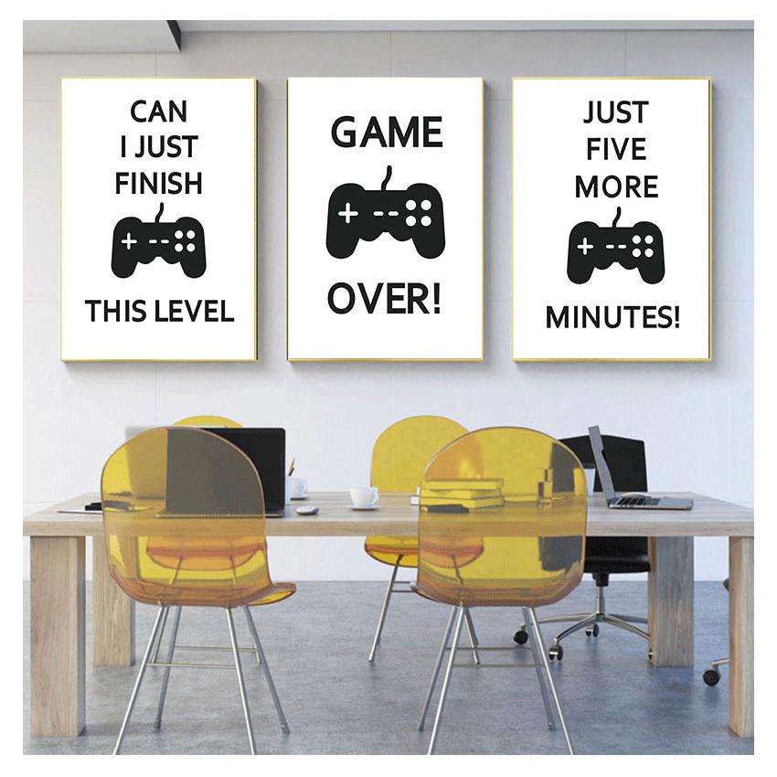Black and White Posters, Teenage Boy Bedroom Decoration, Game Quotes, Art Canvases, Painting Pictures, Game Room Wall Decoration