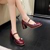 NEW Pearl Mary Jane Shoes Women's 2024 Spring New Thick Heel French Small Leather Shoes High Heels Single Shoes Female