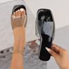 Women Slippers Flat Open Toed Shoes for Women Summer Fashion Luxury Transparent Open Toe Beach Flip Flops Female