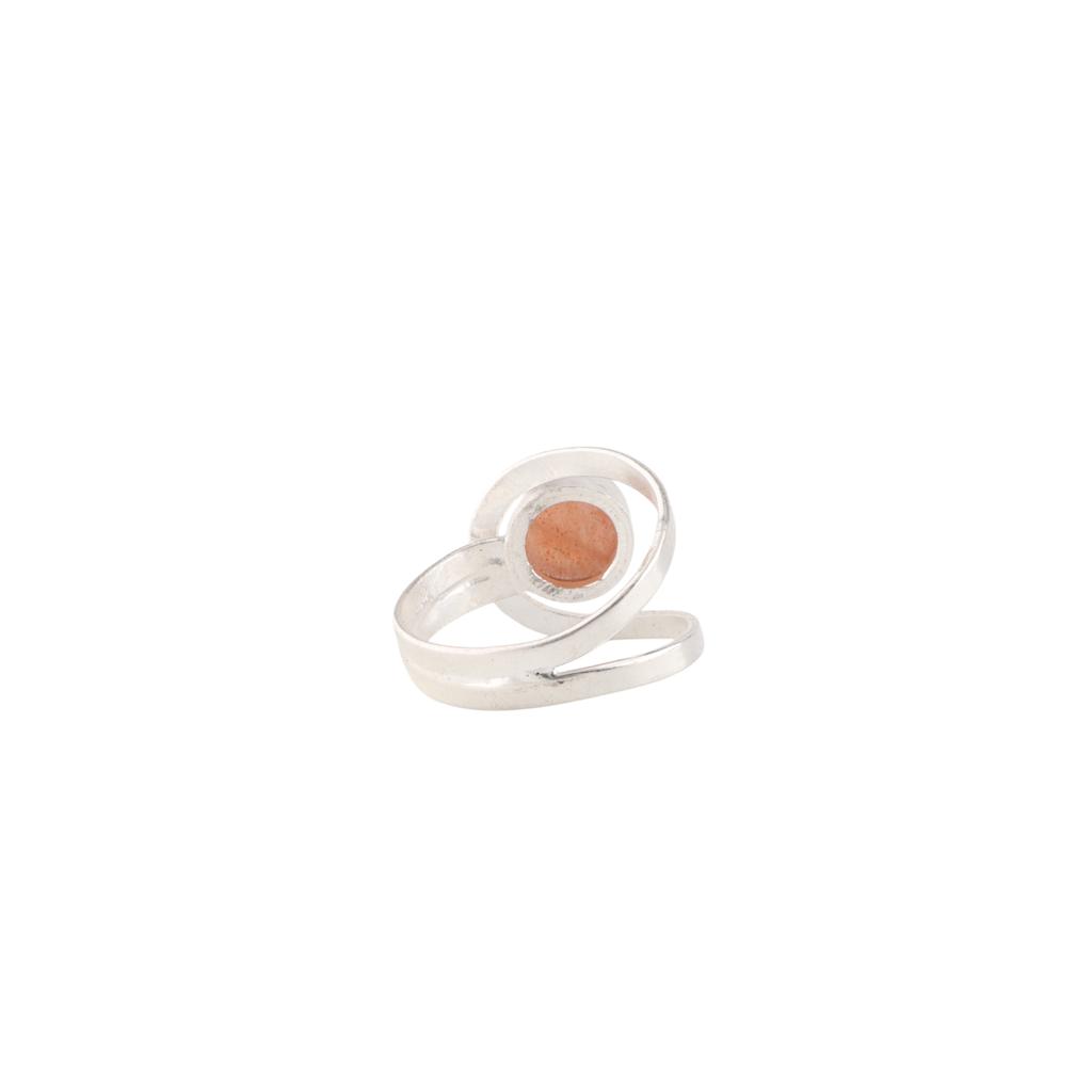 Natural Peach Moonstone Gemstone 925 Sterling Silver Boho Jewelry Handmade Ring RR-68-30