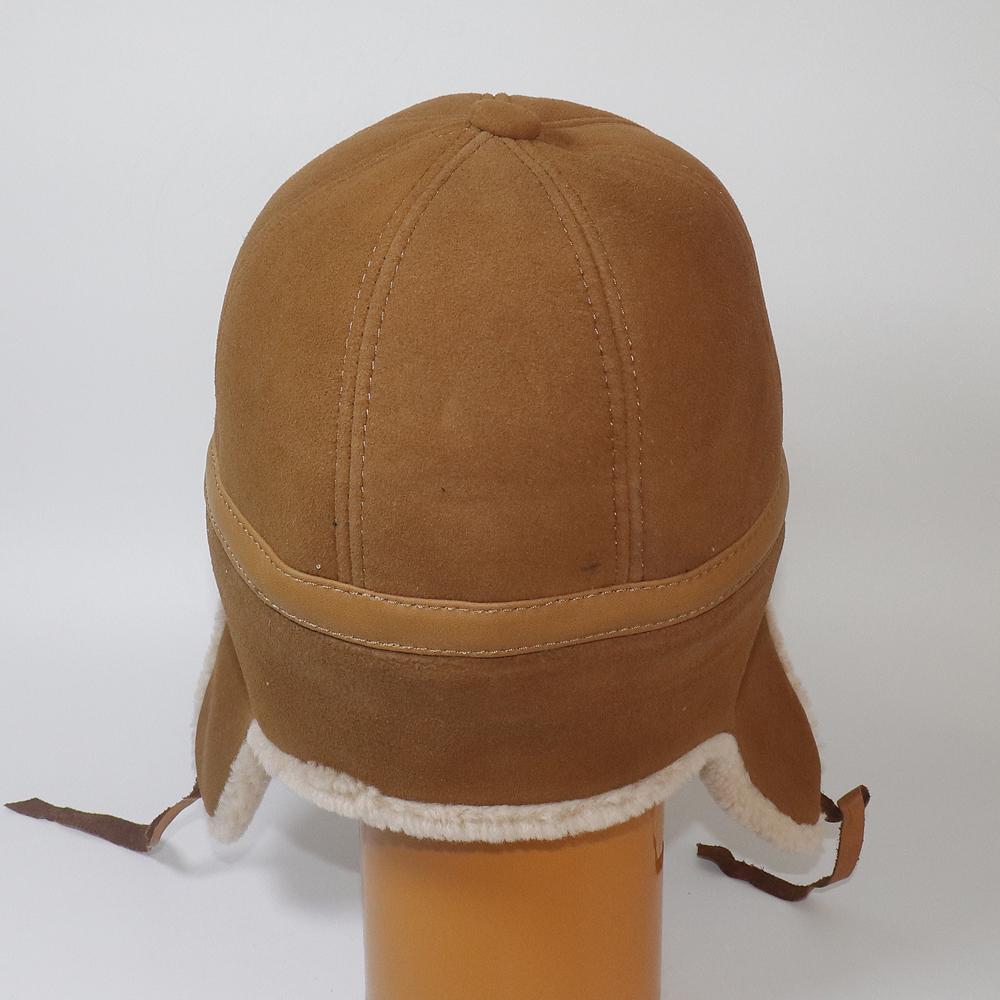 Winter Leather Hat Men Fur Lamb Wool Warm Thick Earflaps Bomber Hats Men's Baseball Cap Russian Hat