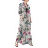 Dress Loose Colorful Flower Print Ankle Length Long Sleeve Pockets A-line Lapel Single-breasted Soft Breathable Maxi Dress