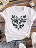(Asian Size) Clothing T Shirt Love Heart Flower Cute Fashion Ladies Casual Women Tee Top Short Sleeve Print Lady Female Graphic T-shirts