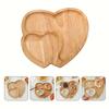 Double Heart Shaped Bamboo Polished Wood Serving Tray - Plaid Pattern Plate for Salad, Cheese, Charcuterie, Snacks, Desserts
