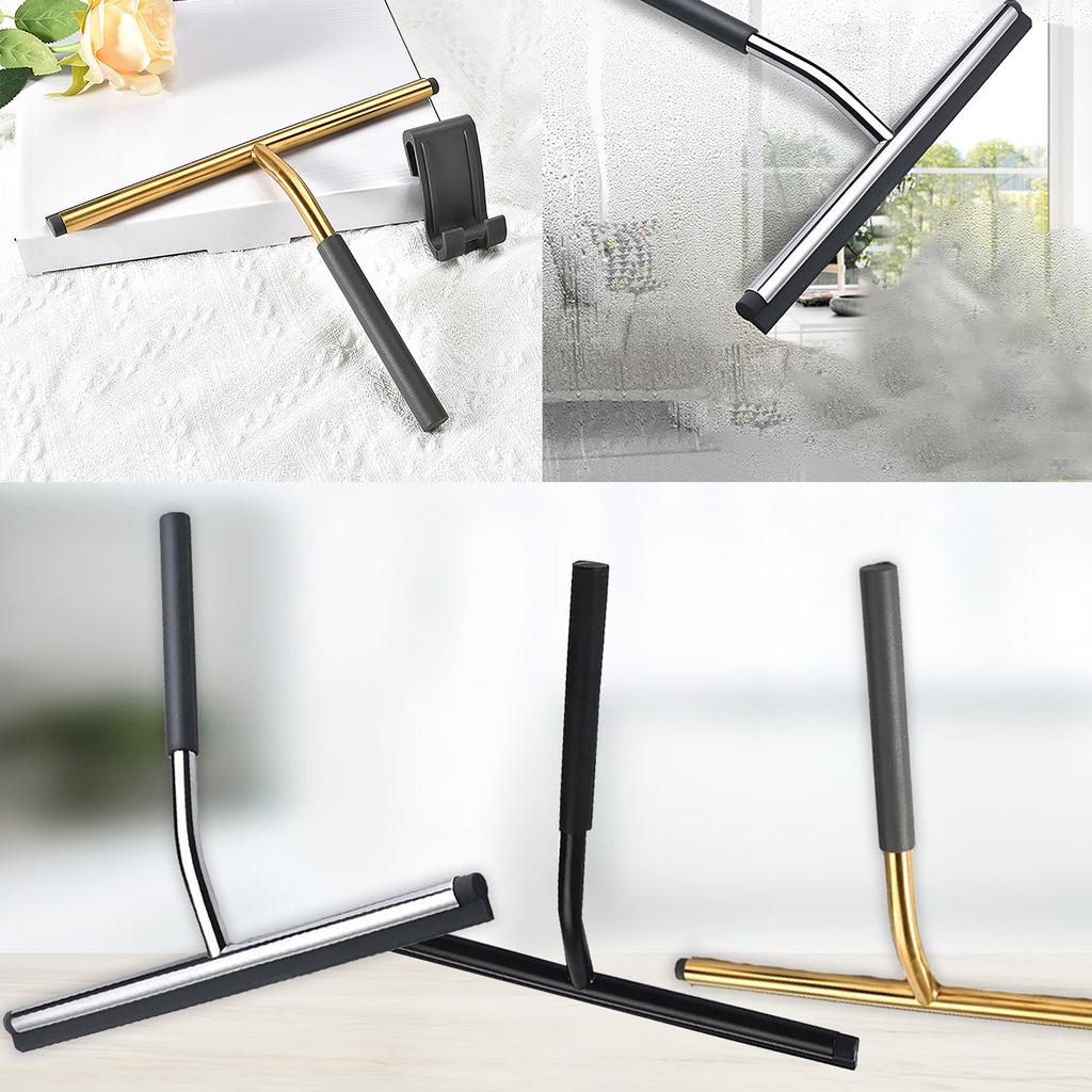 Household Cleaner Bathroom Scraping Shower Screen Window Cleaning Tool Scraper Squeegee Golden Stainless Steel Glass