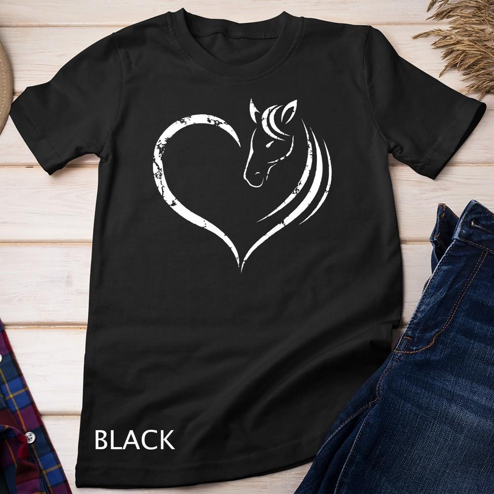 Horse Head Inside Heart Women Ladies Girls Teens Kids Gift Unisex T-shirt