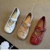 Fashion French Retro All-match One-word Buckle Mary Jane Shoes Women's 2025 Spring and Autumn New Bow Flat Shoes Casual Single Shoes
