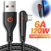 90 Degree Elbow USB Type C Cable Fast Charging 120W USB A To USB C Data Cord For Xiaomi Huawei Samsung Elbow Game Charger Cables