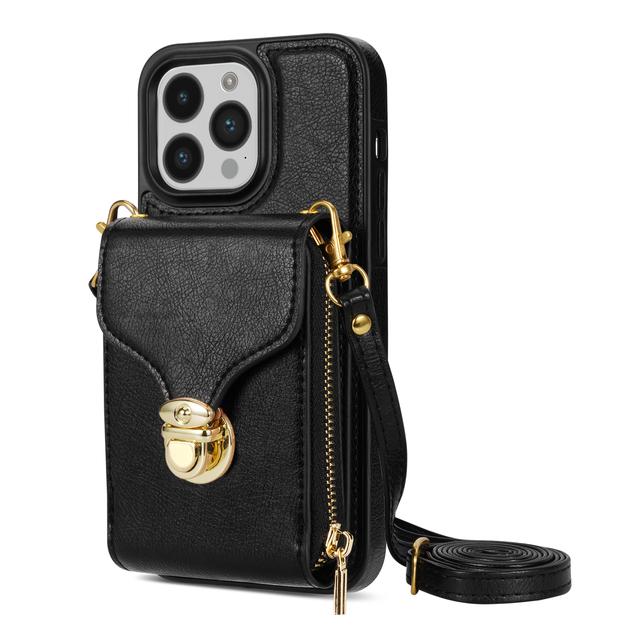 Crossbody Leather Wallet Vertical Cards Bag Case For Iphone 14 13 12 Mini 11 Pro X Xs Max Xr 8 7 Plus Se 2020 Zipper Purse Cover
