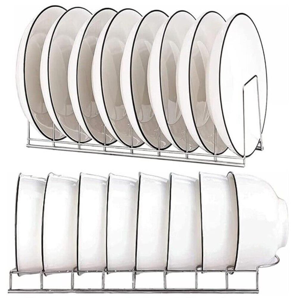 Multipurpose Plates Storage Rack Silver Bowls Plates Drainer Holder Dish Draining Rack Kitchen