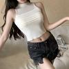 Women's Summer High Neck Hollow Knit Short Casual Tank Top