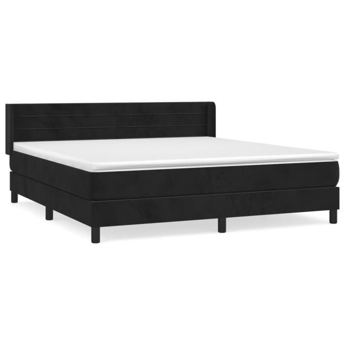 VidaXL Divan Bed and Mattress Black 160x200 Cm Velvet 3131029