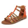 2025 New Summer Bohemian Ethnic Style Colorful Splicing Roman Women's Large Size Flat Sandals 41--43