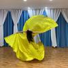 1 Set Performance Cape with Telescopic Rod 360° Belly Dance Wings Egyptian Costume Pleated Bright Color Luster Surface Performance Props Accessories