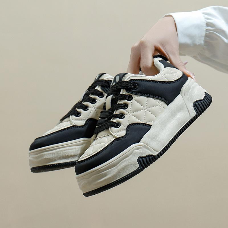 Little White Shoes Women's 2025 Spring New Student Korean Version Ins Versatile Thick Baseplate Shoes Spring and Autumn Casual Shoes KT2602