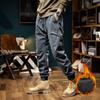 2024 New Winter Cargo Pants Men Multi-Pockets Drawstring Fleece Liner Thick Warm Overalls Joggers Casual Cotton Thermal Trousers