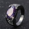 Hip -Hop 14k Black Gold Natural Amethyse Jewelry Ring Anillos De Obsidian Wedding Sapphire Bizuteria Women Men Obsidian Ring Box