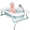 Springos® Baignoire Pliante Pour Bébé Avec Thermomètre Et Coussin 35 L, Blanc Et Bleu