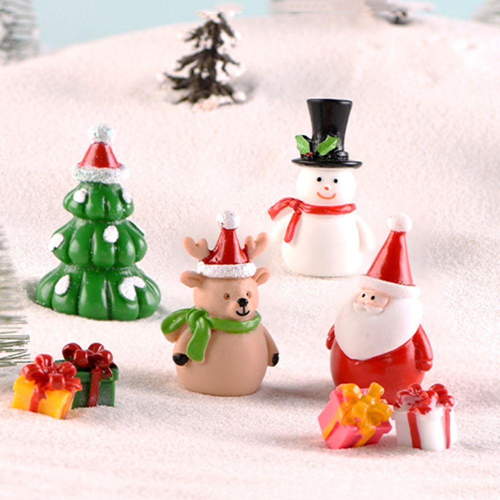 Toys Bonsai Decor Fairy Garden Deer Santa Claus Miniature Snowman Christmas Figurines Xmas Tree
