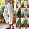 Women's Fashion Solid Color Loose Elastic Waist Straight Pocket Casual Pants