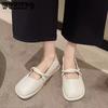 Autumn and Winter Casual Single Shoes Square Head Flat with Flat Bottom Doll Shoes Set Feet Korean Version of The Female Shoes
