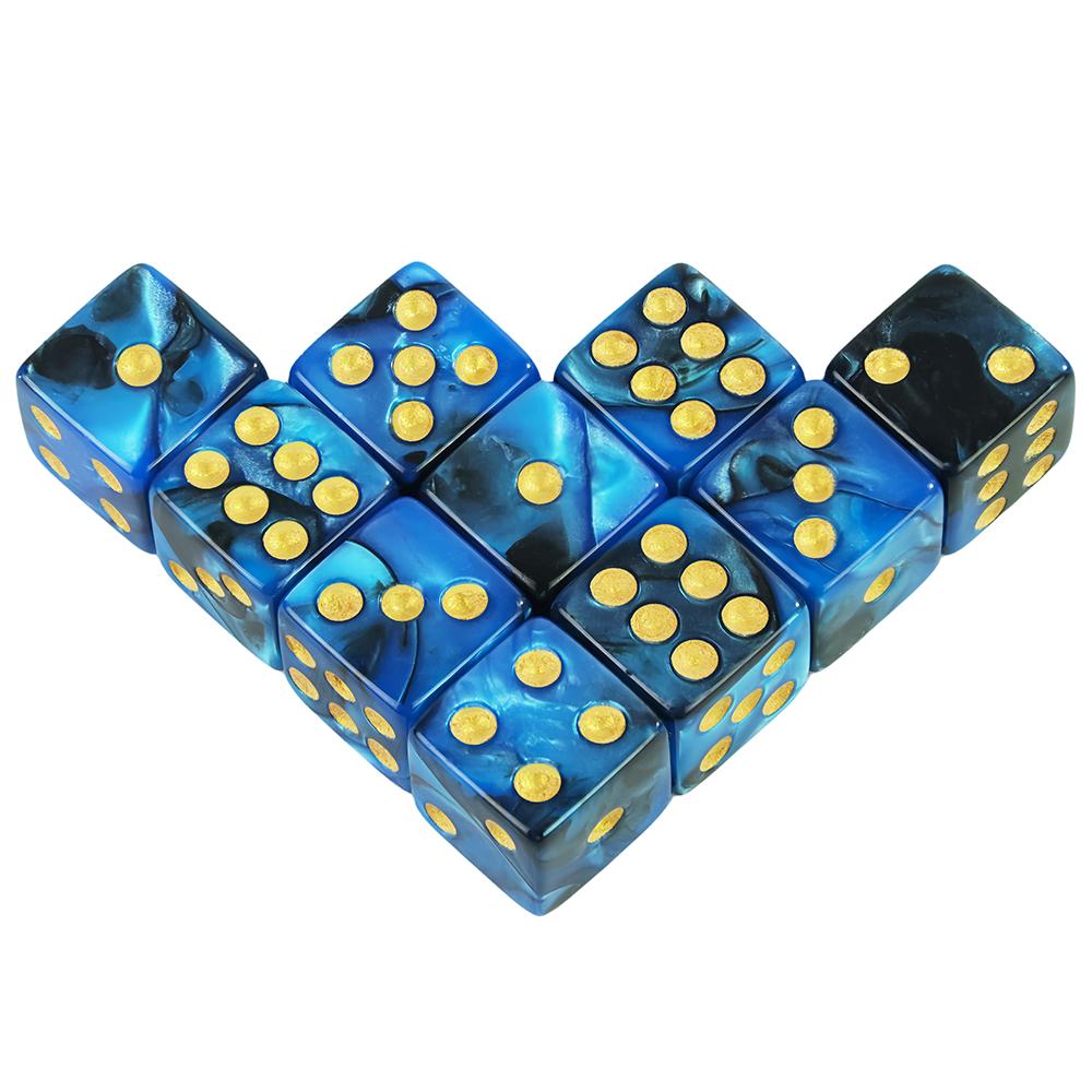 Premium Quality Square Corner Dot D6 Dice Set for Table Board Gaming - 12mm Mixed Color, Pack of 10