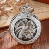 New Silver Bird Song Flower Flap Double Hollowed Roman Literal Semi-automatic Mechanical Pocket Watch