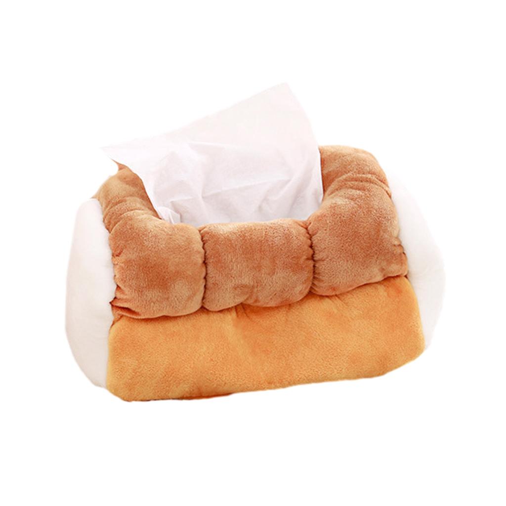 Soft Bread Tissue Storage Container Box Funny Tissue Box Soft Cotton Bread Shaped Paper Storage Holder for Home Decor