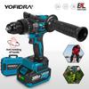 900N.M Brushless Electric Impact Drill 20+3 Torque 13mm Cordless Screwdriver Driver Tool for Makita 18V Battery Pin
