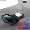 30w 2 In 1 Wireless Charger For Samsung S22 S21 Iphone 14 13 12 11 Xr X 8 Airpods Pro Dual Seat Fast Charging Pad Station