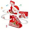Electric Santa Slide Track Climbing Toy with Automatic Stairs LED Light & Music Motion Playset